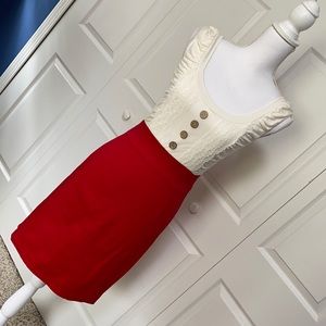 Alythea Red Cream Retro Pencil Dress Small